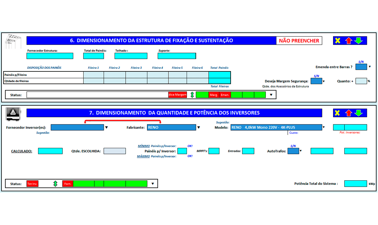 DIMENSIONAMENTO DOS INVERSORES